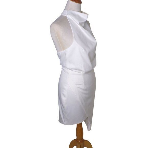 🆕ELLIATT Camo Asymmetric Satin Halter Dress Medium 6 White - Picture 9 of 11